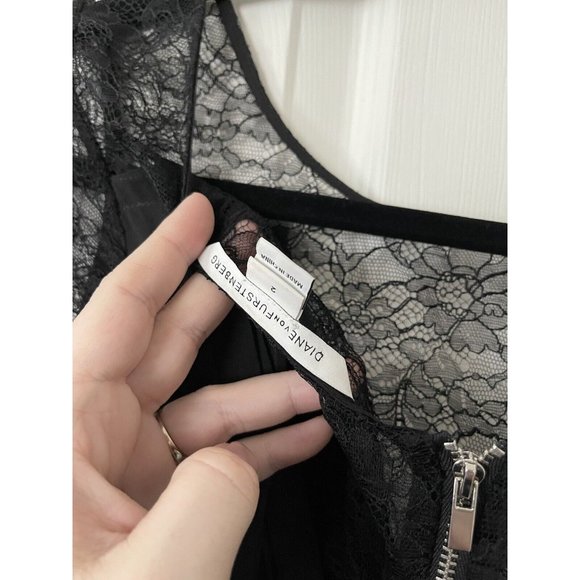 DVF Diane Von Furstenberg Holli Silk Black Dress - Size 2 - Picture 10 of 15